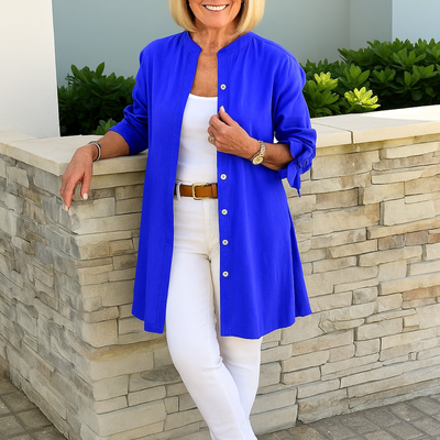 Margaret™ - Elegant Skjortblus Med Rosettärmar