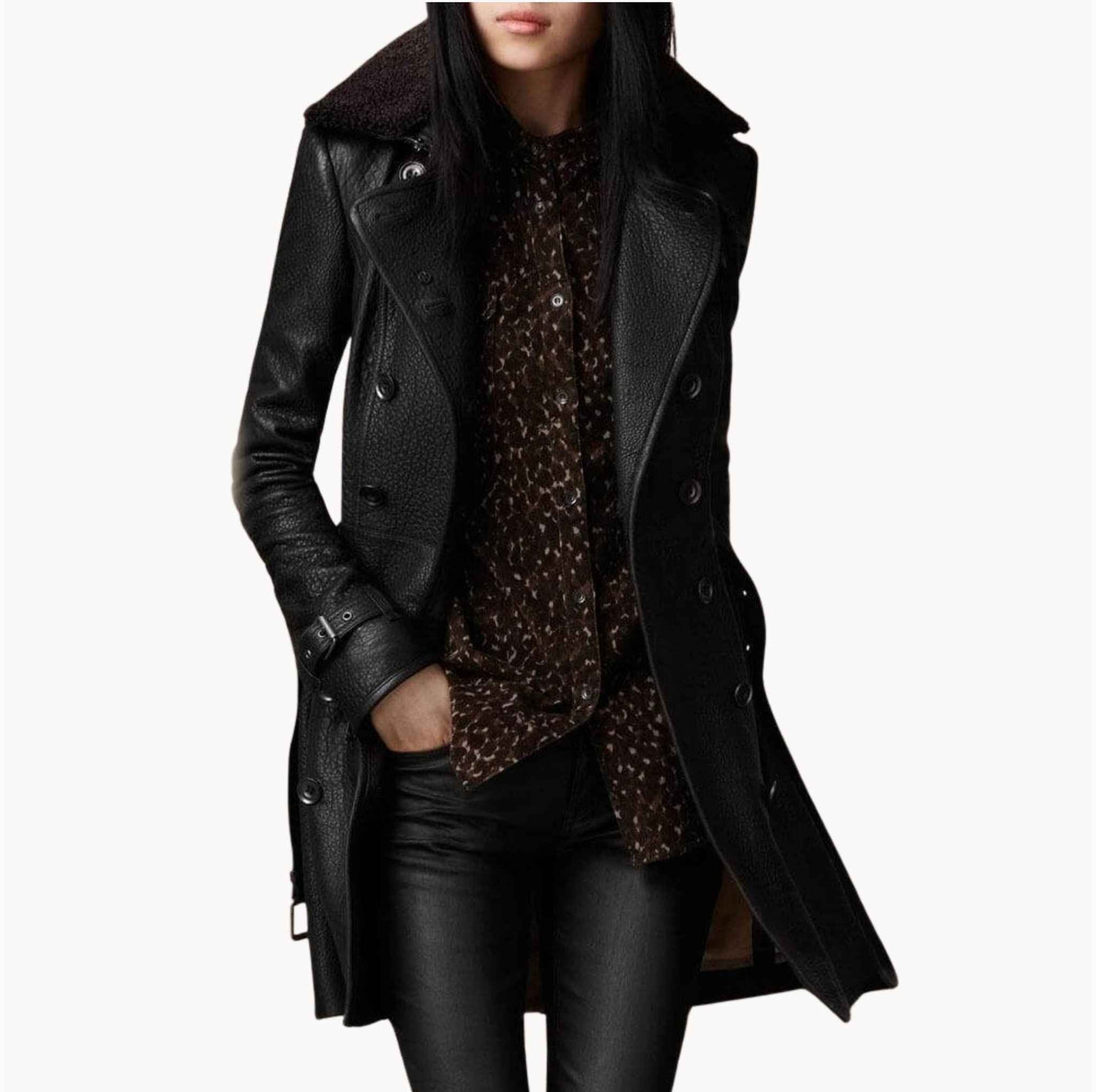 Isabelle - Elegant läderkappa 3/4