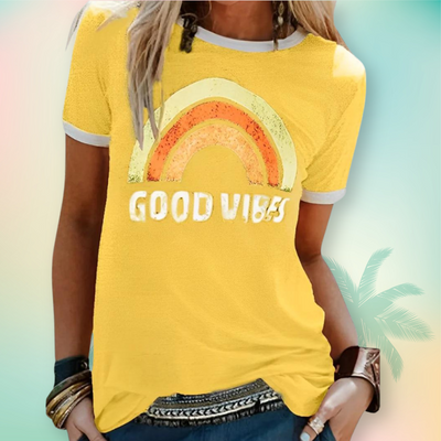 Goodvibes™ - Retro Tryckt T-shirt För Kvinnor