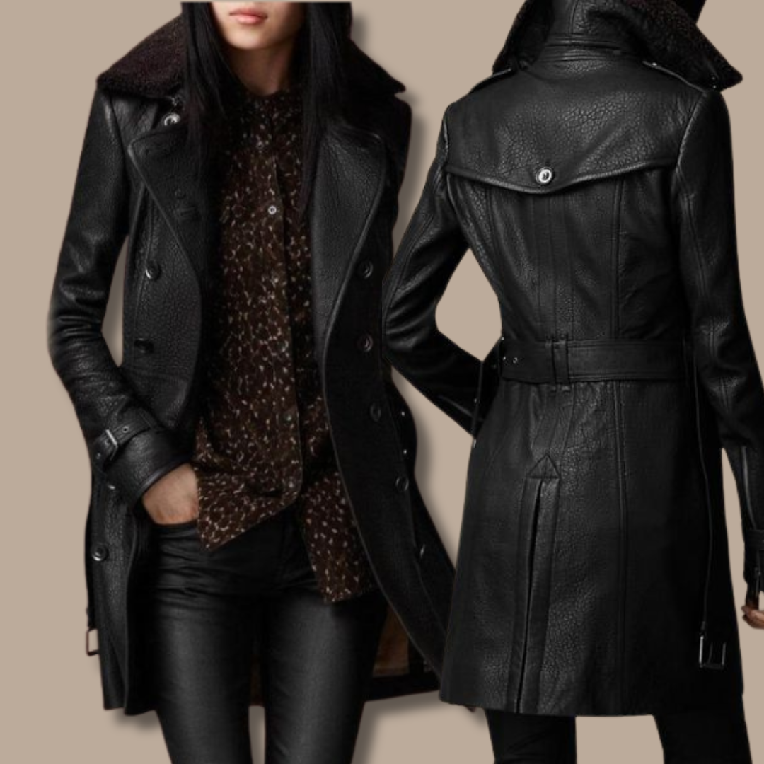 Isabelle - Elegant läderkappa 3/4