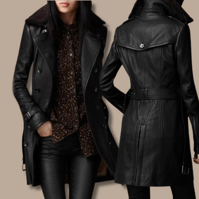 Isabelle - Elegant läderkappa 3/4